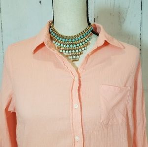 Peach Button Up Top